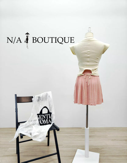 V-neck Short Sleeve Top + High-waisted Temperament Skirt (2 pcs set)
