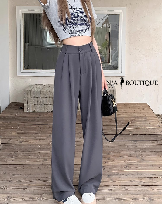 Elasticated Drape Wide-leg Suit Pants