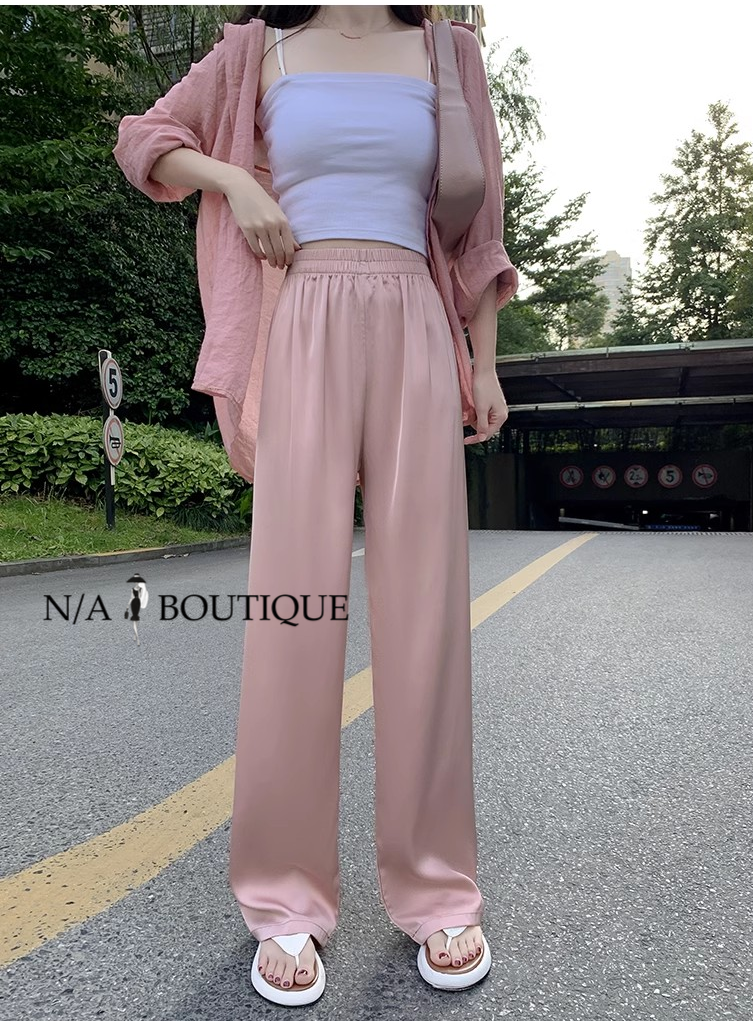 Acetate Satin Ice Silk Chiffon Wide-leg Pants