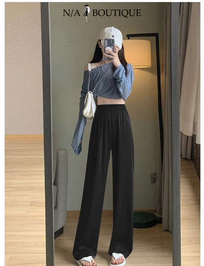 Acetate Satin Ice Silk Chiffon Wide-leg Pants