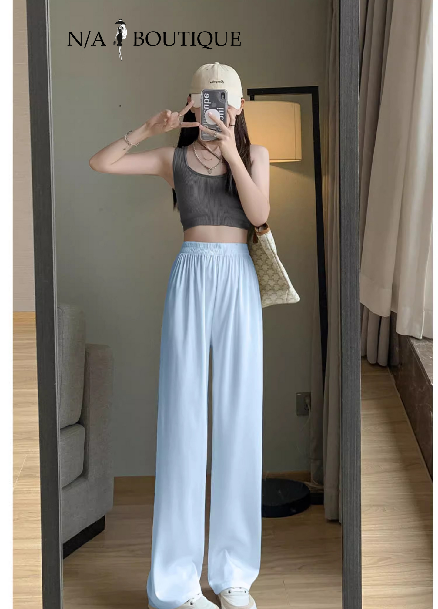 Acetate Satin Ice Silk Chiffon Wide-leg Pants