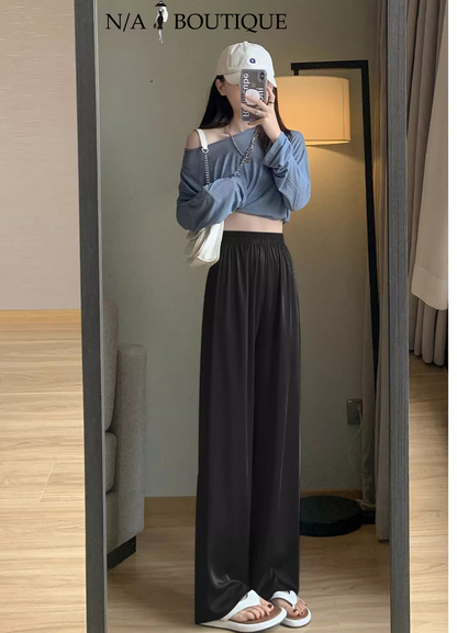 Acetate Satin Ice Silk Chiffon Wide-leg Pants